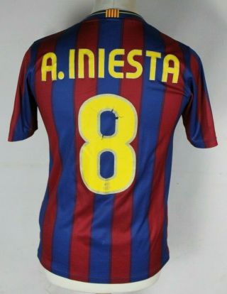 A.  Iniesta 8 Vintage Barcelona Home Football Shirt 09 - 10 Nike Rare Youths Xl