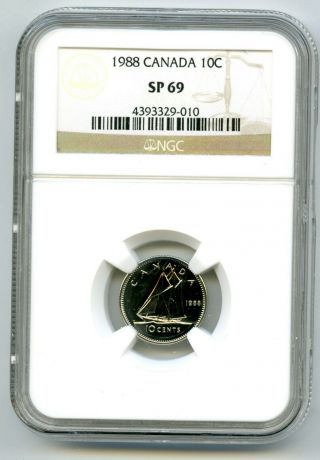 1988 Canada Specimen 10 Cent Ngc Sp69 Dime High Rare Grade Pop Only 9