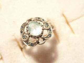 Rare Sapphire Blue Topaz Sterling Silver Gem Stone Cluster Ring