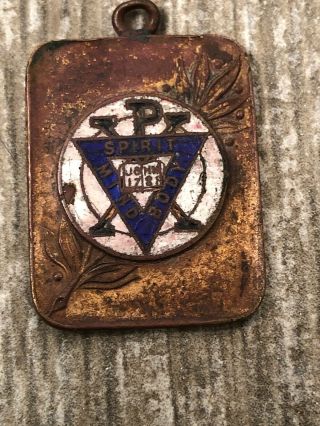 Retro Ymca Vintage Body Mind & Soul Spirit Hat Old Rare Metal Brooch Button Pin