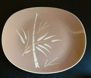 Rare Vintage Harkerware Plate With Bamboo Design Brown & White Oriental Decor