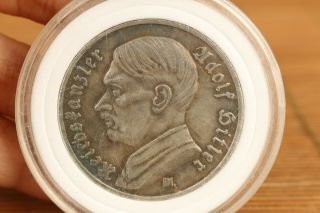 Rare Old Copper Silver Man Head Statue Collectable Coin,  Box