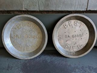 Set Of 2 Rare Vintage 9 " Pie Tins With Rustic Patina Finish