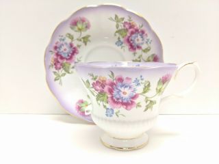 Royal Albert Chelsea Tea Cup And Saucer Purple Reflection Series Rare Find