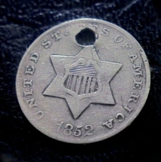Rare Xf - Au 1852 Silver 3c 3 Cent Piece Trime Coin Pre Civil War