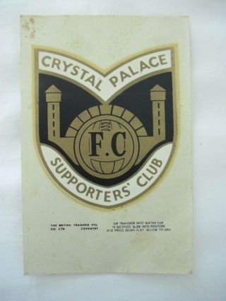 Crystal Palace 1950s Club Crest Shield Dip Transfer (very Rare)