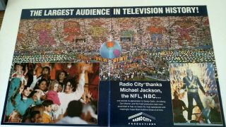 Michael Jackson Bowl Halftime 1993 Rare Print Promo Poster Ad