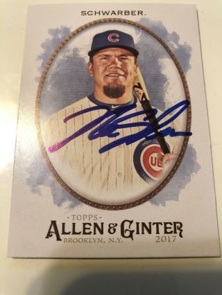 Kyle Schwarber Signed Autograph 2017 Allen Ginter Card Chicago Cubs Rare