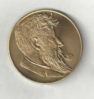 Vintage Rare 1966 Brass Nude Lady Woman Smoking Pipe Coin Token Medal Medallion