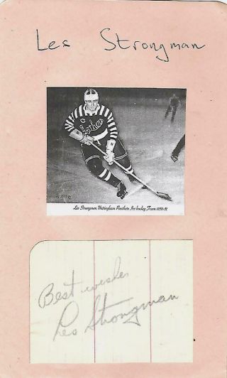 Signed Les Strongman Nottingham Panthers Wembley Lions Canada 1940s 1950s Rare