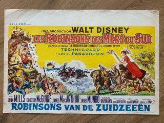 Walt Disney Swiss Family Robinson Belgian Very Rare Movie Poster