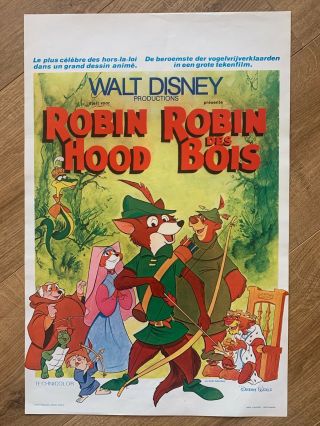 Walt Disney Robin Hood Belgian Very Rare Movie Poster