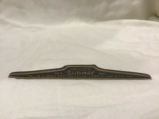 Rare Irving’s Subway York Long Island City Advertising Plaque Train Vintage