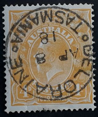 Rare 1918 Australia 4d Orange Kgv Stamp Postmark Deloraine Tasmania
