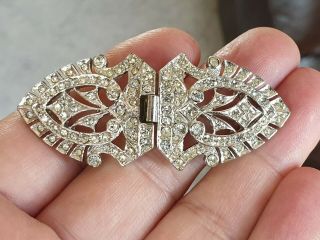 Rare Vintage Signed Sphinx Jewellery Clear Crystal Baguette Silver Belt Buckle