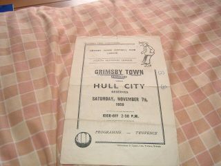 Grimsby Reserves V Hull Reserves 7/11/59 Rare