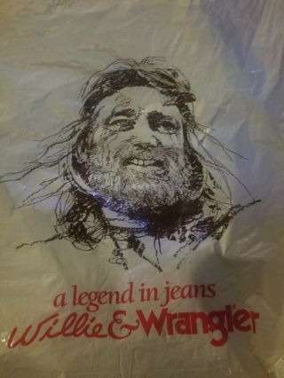 Vintage Willie Nelson And Wrangler Shopping Bag Plastic Bag Rare Advertising