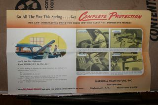 Vintage Advertising Card Marshall Nash Motors Inc.  Binghamton York Ny Rare