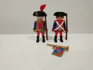 Playmobil Geobra Soldiers Red Blue General Figure French Revolutionary War Rare