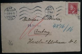 Rare 1943 Czechoslovakia (bohemia & Moravia) Letter Ties 1.  20kc Stamp Cnc Prague