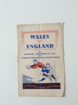 Wales V England 06.  12.  1947 Rare International Played At Swansea - Wales