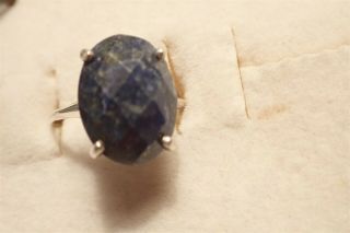 Grandmas Estate 925 Sterling Silver Rare Blue Gem Stone Ring
