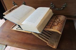 Rare Antique wooden folding book rest Carved Decorative Useful Interesting 5