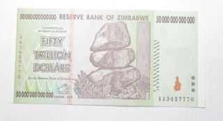 Rare 2008 50 Trillion Dollar - Zimbabwe - Uncirculated Note - 100 Series 292