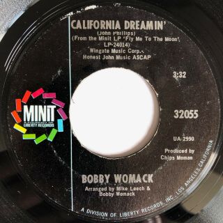 Rare 69 Soul Funk Minit 45 Bobby Womack - California Dreamin / Baby You Outta Nm