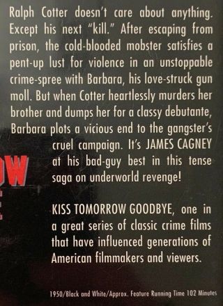 Kiss Tomorrow Goodbye (DVD,  2002) James Gagney Rare OOP Fast 2