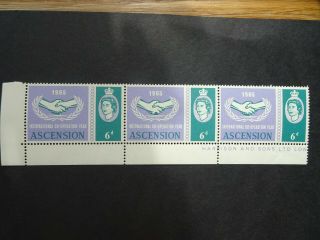 Rare Qeii Stamps From The Ascension Islands With A Broken Hand Error.  Umm
