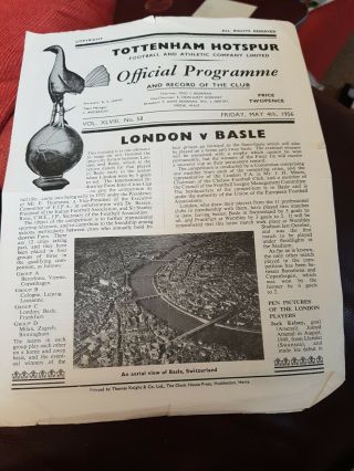 Rare London X1 V Basle X104 05 1956played At Tottenham Ground