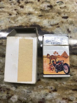 Rare Vintage Camel Lights/joe Camel Riding Motorcycle/butane Lighter Bx