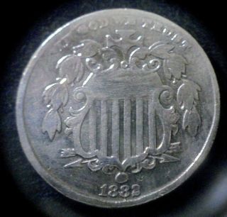 Rare Xf - Au 1882 Shield Nickel 5 Cent Old Type Coin