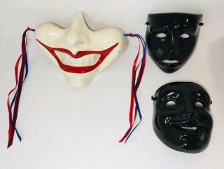 Vintage 1978 Rare Ceramic Joker & Comedy Tragedy (set) Face Masks Wall Art Decor