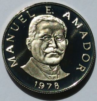 Rare Unc 1978 Panama 10 Centésimos 75th Anniversary Proof Coin Manuel Amador