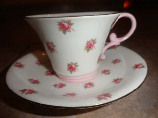 Rare Aynsley England Bone China Tea Cup & Saucer Pink Roses
