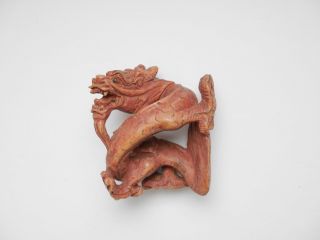 Vintage Japanese Wooden Dragon Netsuke Ojime Rare Japan