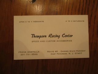 Vintage,  Rare,  Thompson Racing Center Business Card From 1970 