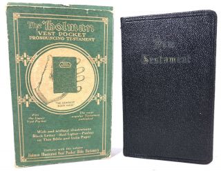Rare Vintage Holman Vest Pocket Pronouncing Testament Bible W/original Box