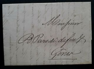 Rare 1842 France Folded Letter Sent From Marseille To Genova Italy