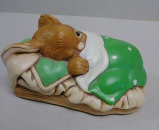 Pendelfin Rabbits Peeps Green Figurine Made In England Rare Version