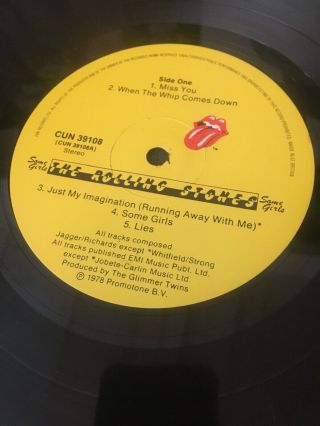 Rolling Stones Some Girls Vinyl LP 1978 VG,  Rare Sleeve Die Cut 2