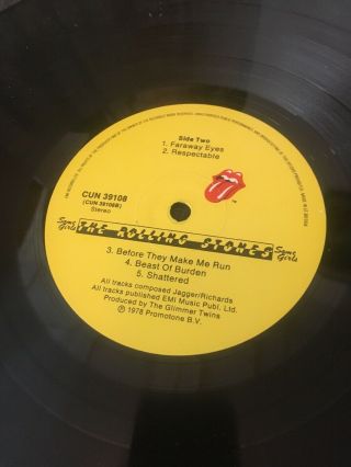 Rolling Stones Some Girls Vinyl LP 1978 VG,  Rare Sleeve Die Cut 3
