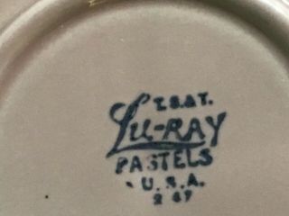 Very rare 3 seCtioned T.  S.  &T.  LuRay LU - RAY Pastels 10” Dinner Plate - Pink 2