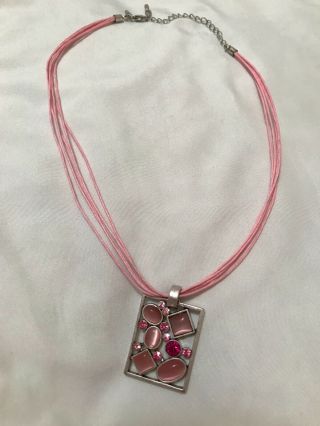 Lia Sophia Pink Rare Vintage Pink Cut Crystal Pendant Necklace -