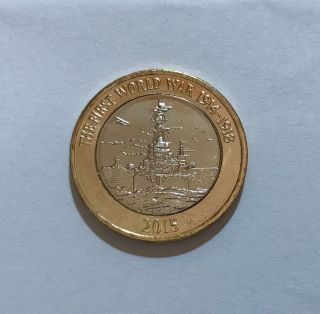 2015 Uk 2 Pounds " 100th Anniversary Of The Wwi " Hms " Belfast ".  Unc.  Rare