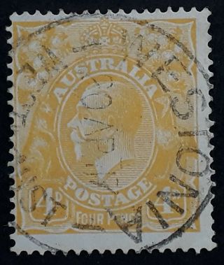 Rare 1917 Australia 4d Yellow Orange Kgv Stamp Lovely Westonia Postmark