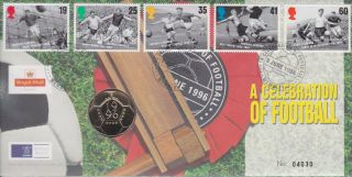 Gb Stamps First Day Cover 1996 Football Legends & Rare Uncirculated £2 Coin