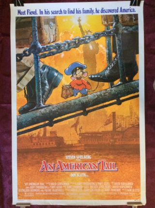 AN AMERICAN TAIL rare US one sheet MOVIE POSTER Don Bluth cartoon animation 80s 2